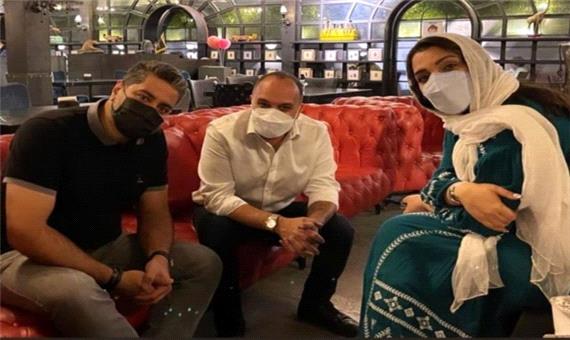 الهام پاوه نژاد و احسان کرمی در کنار همسر آزاده نامداری +عکس