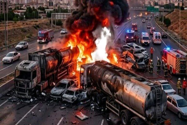 شمار جان‌باختگان تصادف تانکر سوخت در محور سنندج- همدان به ۱۱ نفر رسید